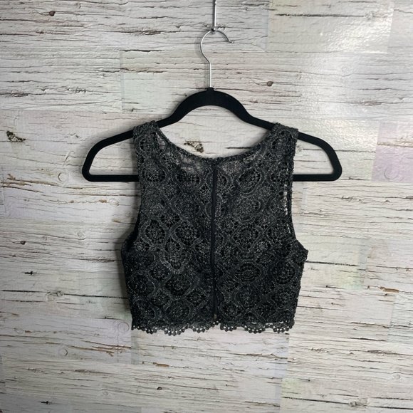 My Michelle black gray sparkle two piece set crop top tulle skirt size 3 - Picture 6 of 16